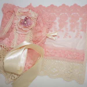 Vintage Peach and Cream Wrap and Bonnet Set